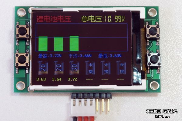 usart-GPU制作的1~6S锂电池电压彩屏显示器(